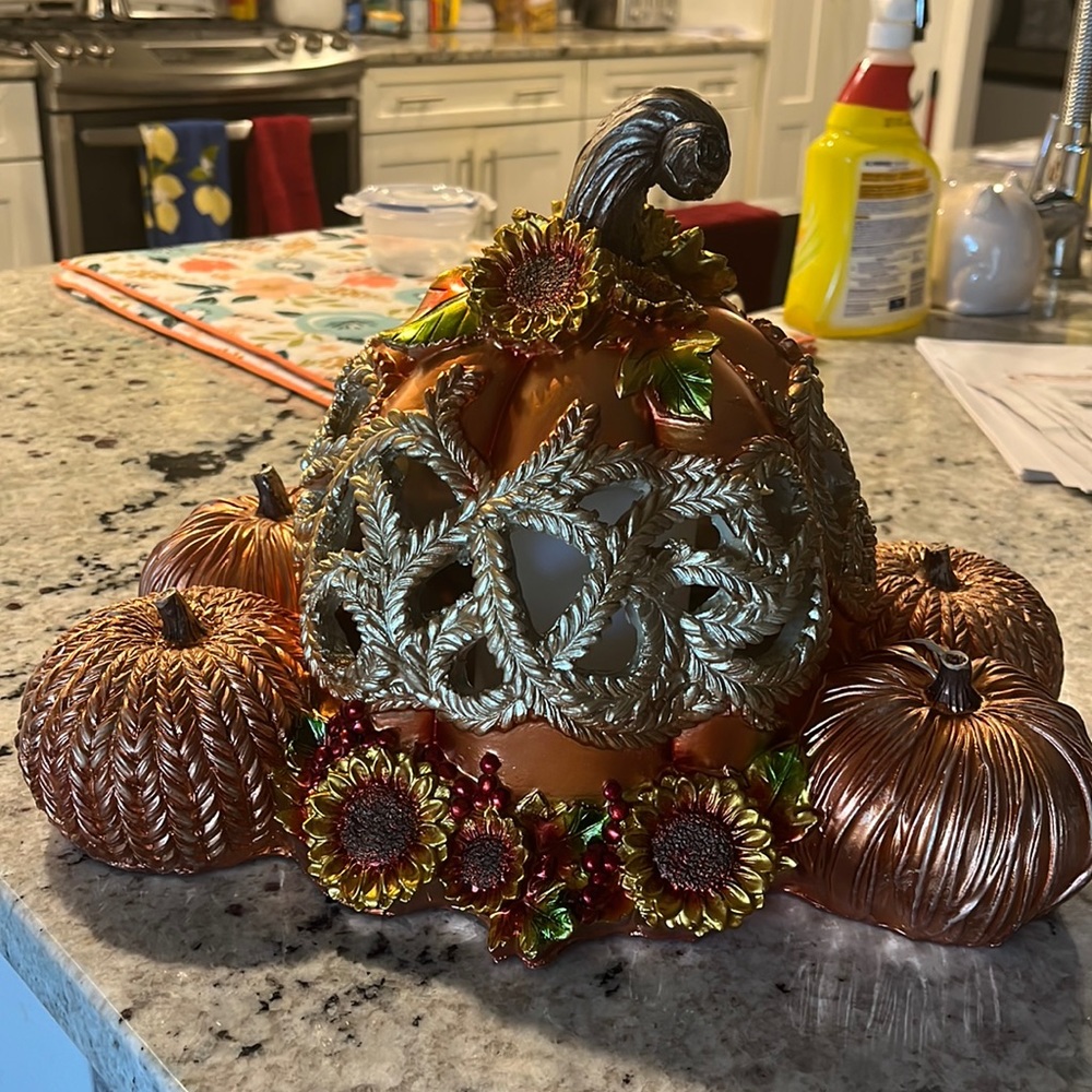Pumpkin candle holder with candle included
